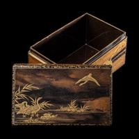 A Japanese Gold and Brown Lacquer Rectangular Box and Cover