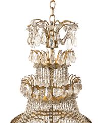 A Continental Gilt Metal, Rock Crystal and Cut Glass Chandelier