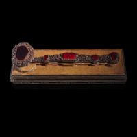 A Chinese Amber Glass-Inset Carved Wood Ruyi Scepter and Stand, with Three Photo Albums, Late 19th-Early 20th Century — 清晚期 紅木雕花三鑲琥珀料如意及相冊三簿