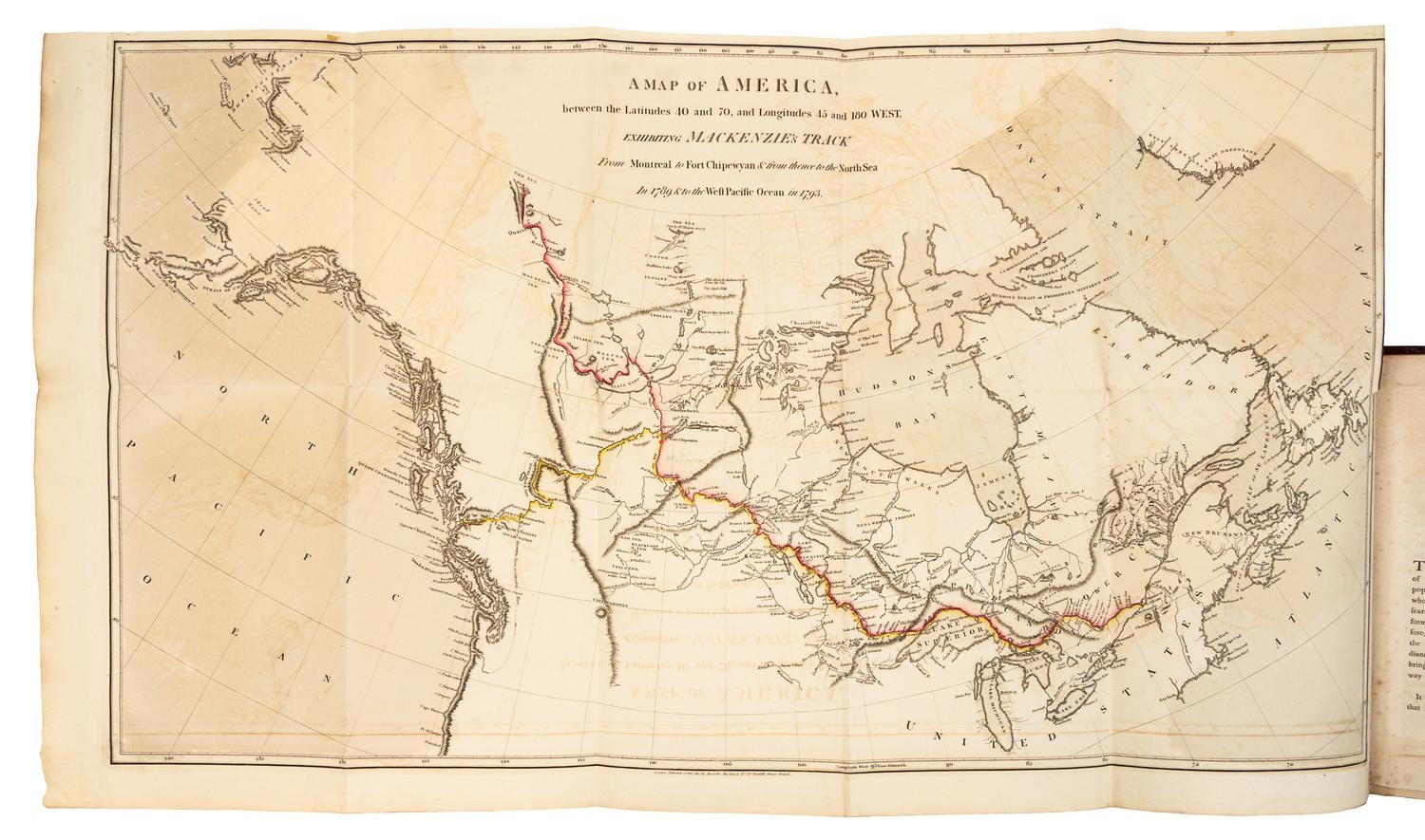 MACKENZIE, Alexander. Sir (1764-1820). Voyages from Montreal, on the River St. Laurence. London, 1801. FIRST EDITION.