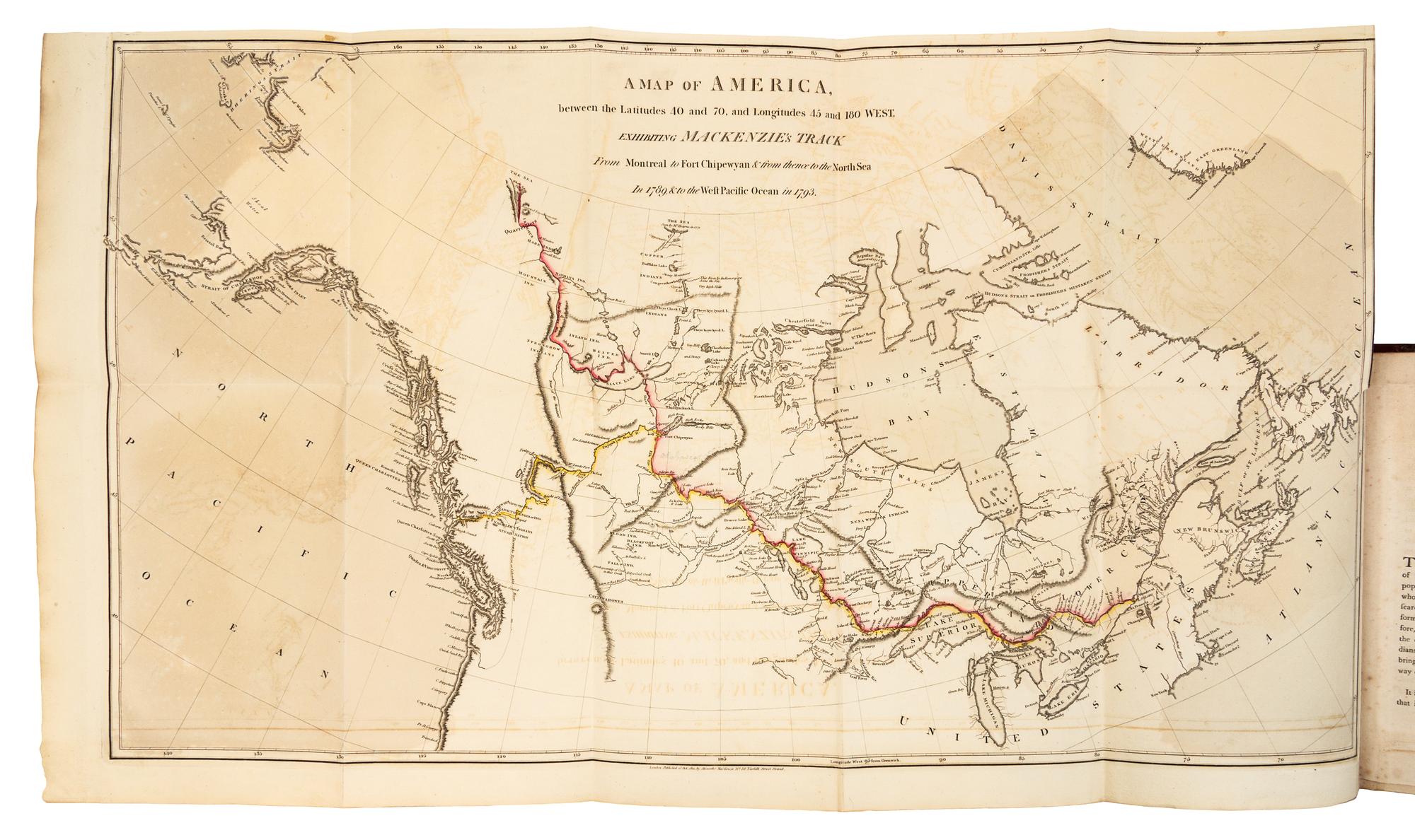 MACKENZIE, Alexander. Sir (1764-1820). Voyages from Montreal, on the River St. Laurence. London, 1801. FIRST EDITION.