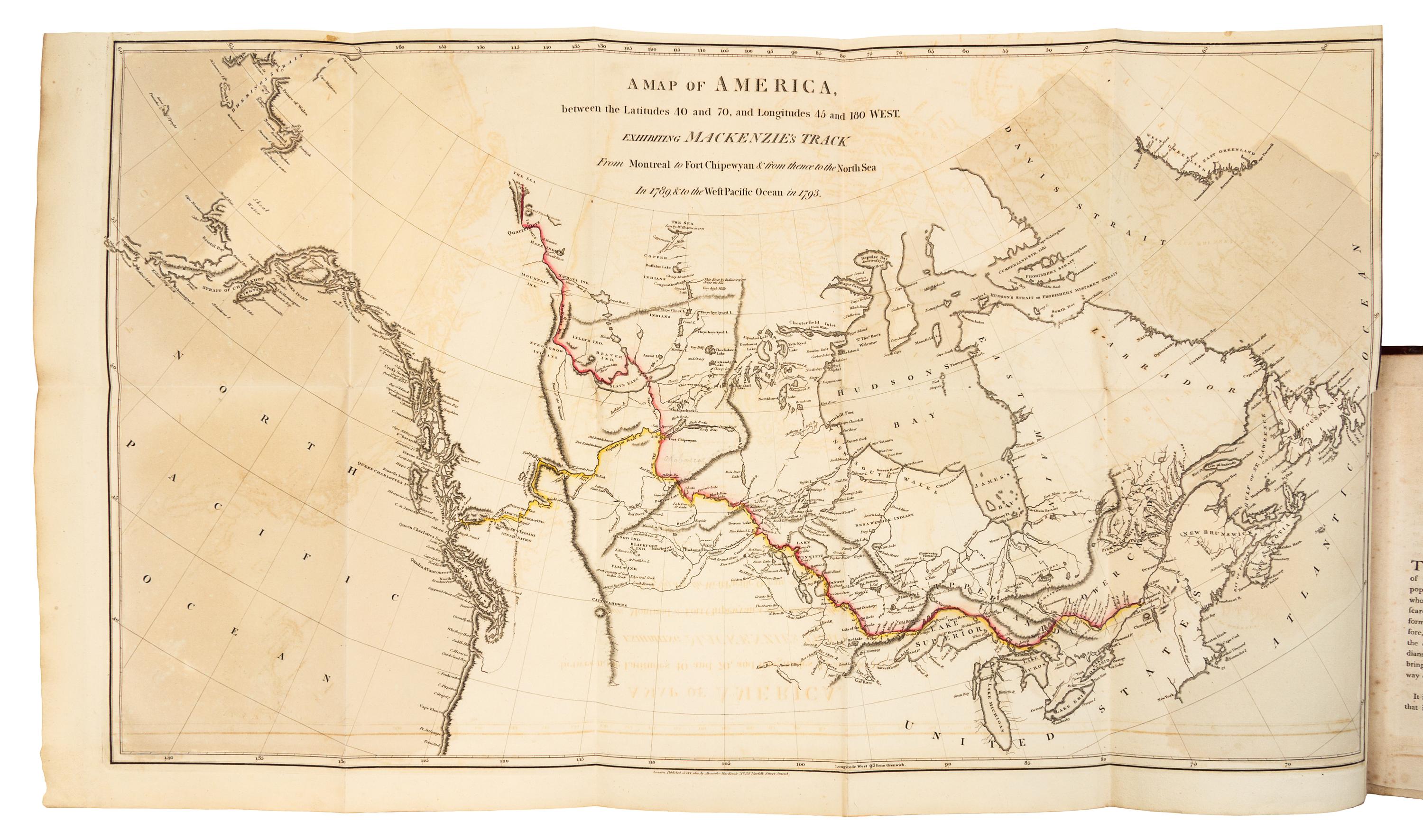 MACKENZIE, Alexander. Sir (1764-1820). Voyages from Montreal, on the River St. Laurence. London, 1801. FIRST EDITION.
