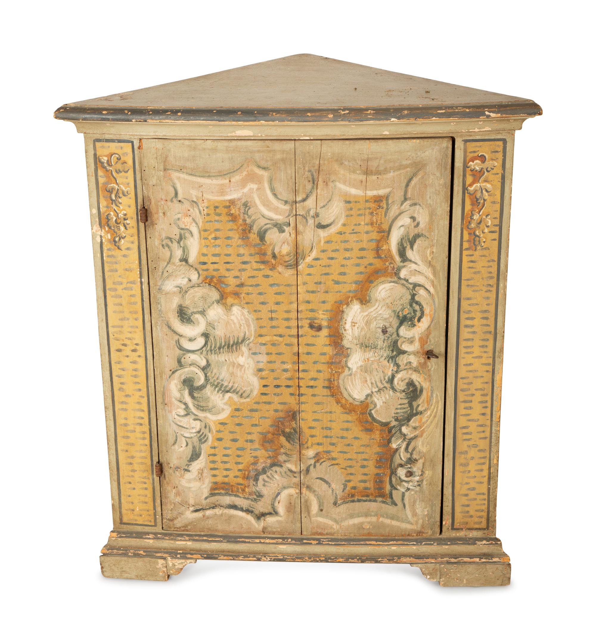 A Pair of Venetian Style Painted Corner Cabinets — 19th Century
