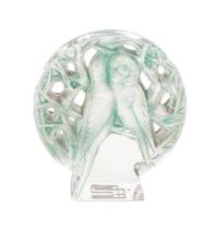 A Rene Lalique Molded and Frosted Glass Seal Height 2 inches.