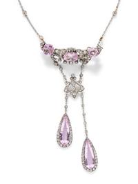 WHITE GOLD, TOURMALINE, AND DIAMOND BROOCH/NECKLACE