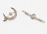 A Set of Two Victorian Diamond Brooches