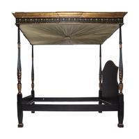 A Regency Style Parcel-Gilt and Ebonized Canopy Bed