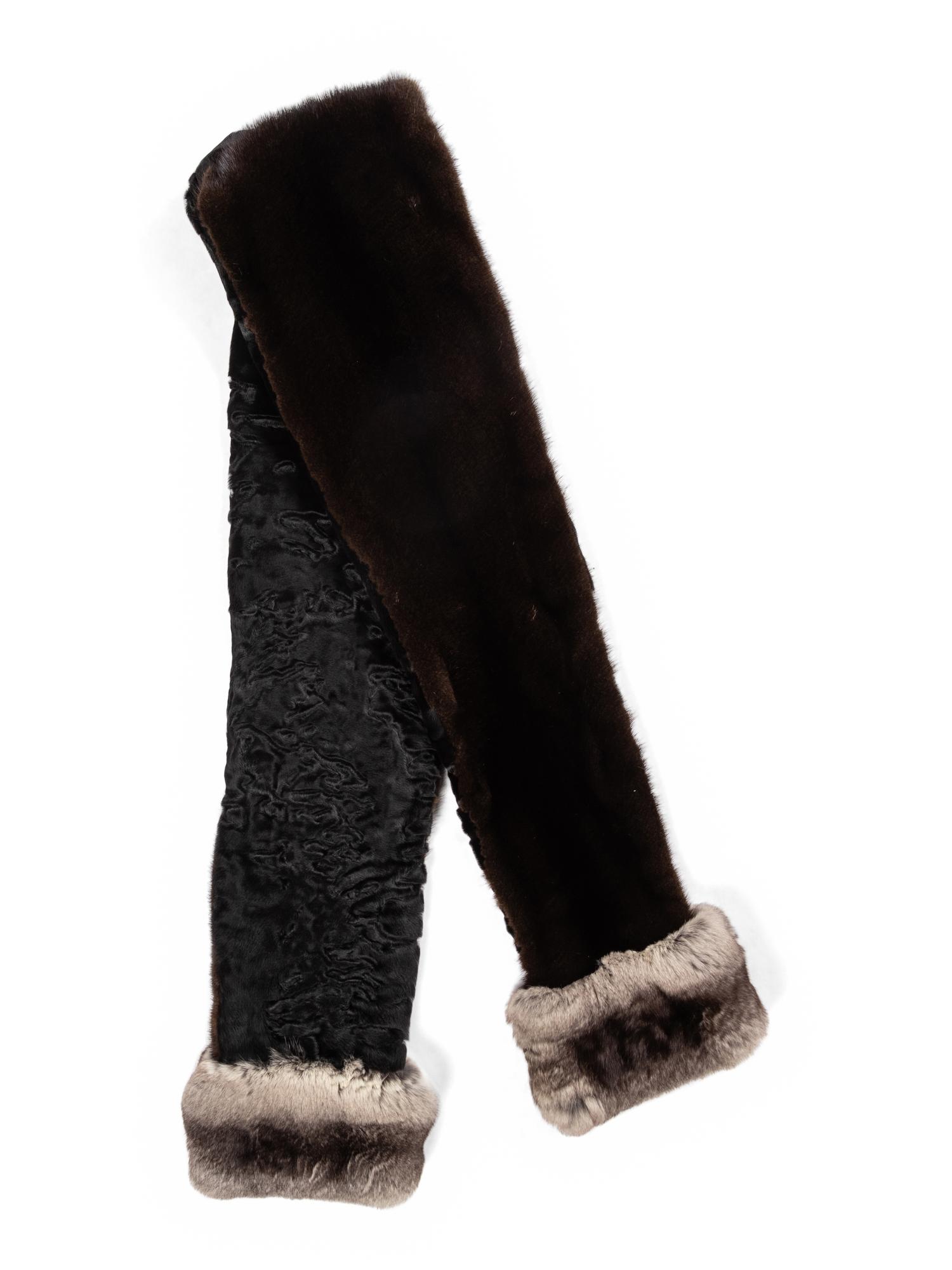 Sheared Mink Jacket with Chinchilla Trim and Fur Scarf