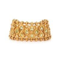 VERDURA, YELLOW GOLD, DIAMOND AND PERIDOT BRACELET