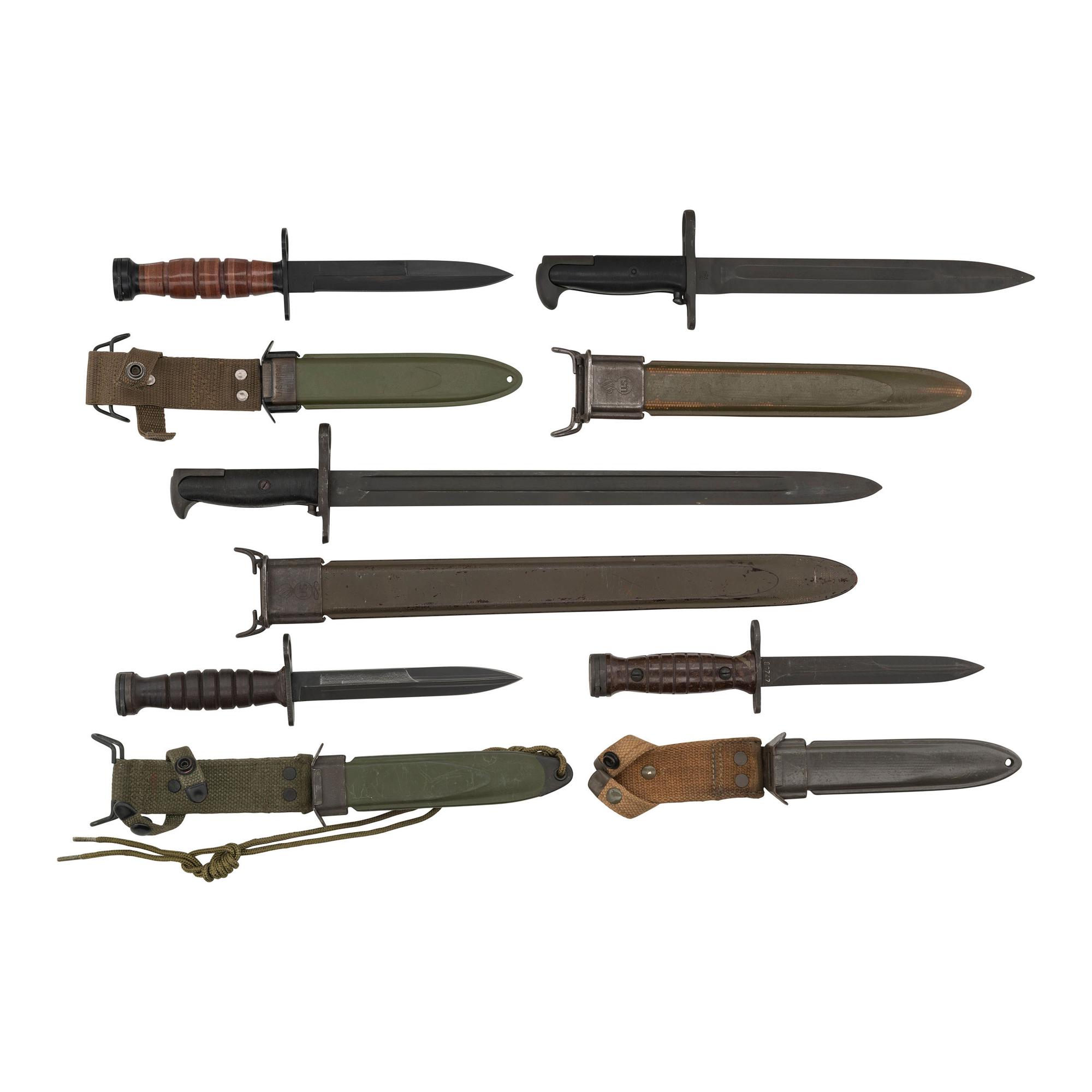 Lot of 5 20th Century U.S. Bayonets Including: M1905, M1 and M4