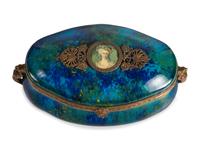 A Paul Milet Sevres Porcelain Dresser Box with Gilt Metal Mounts