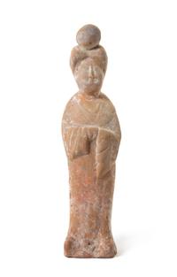 A Painted Pottery Figure of a Fat Lady — TANG DYNASTY