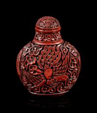 A Carved Red Lacquer Snuff Bottle