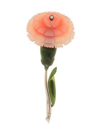 Diamond and Pâte de Verre Flower Brooch