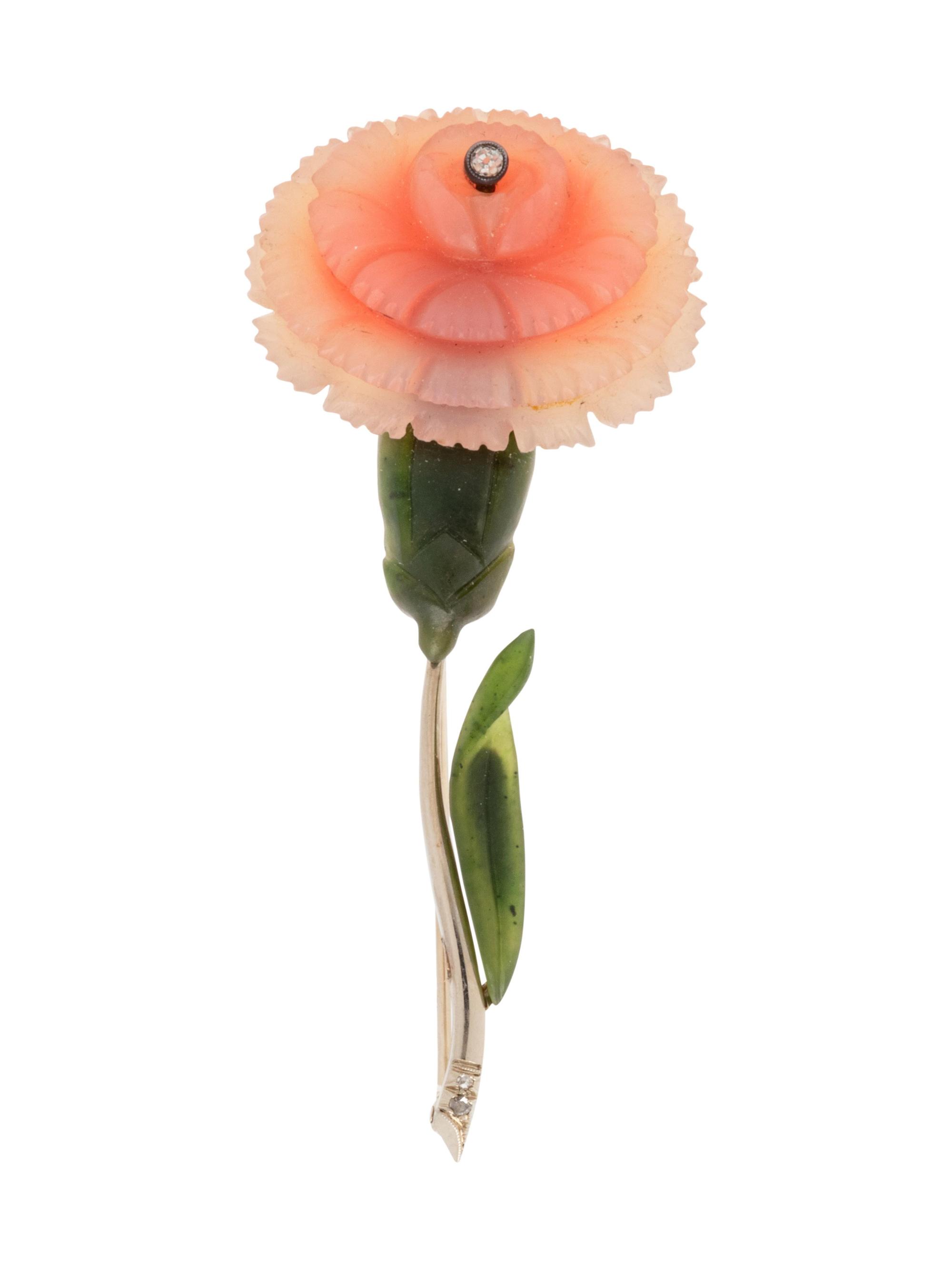 Diamond and Pâte de Verre Flower Brooch