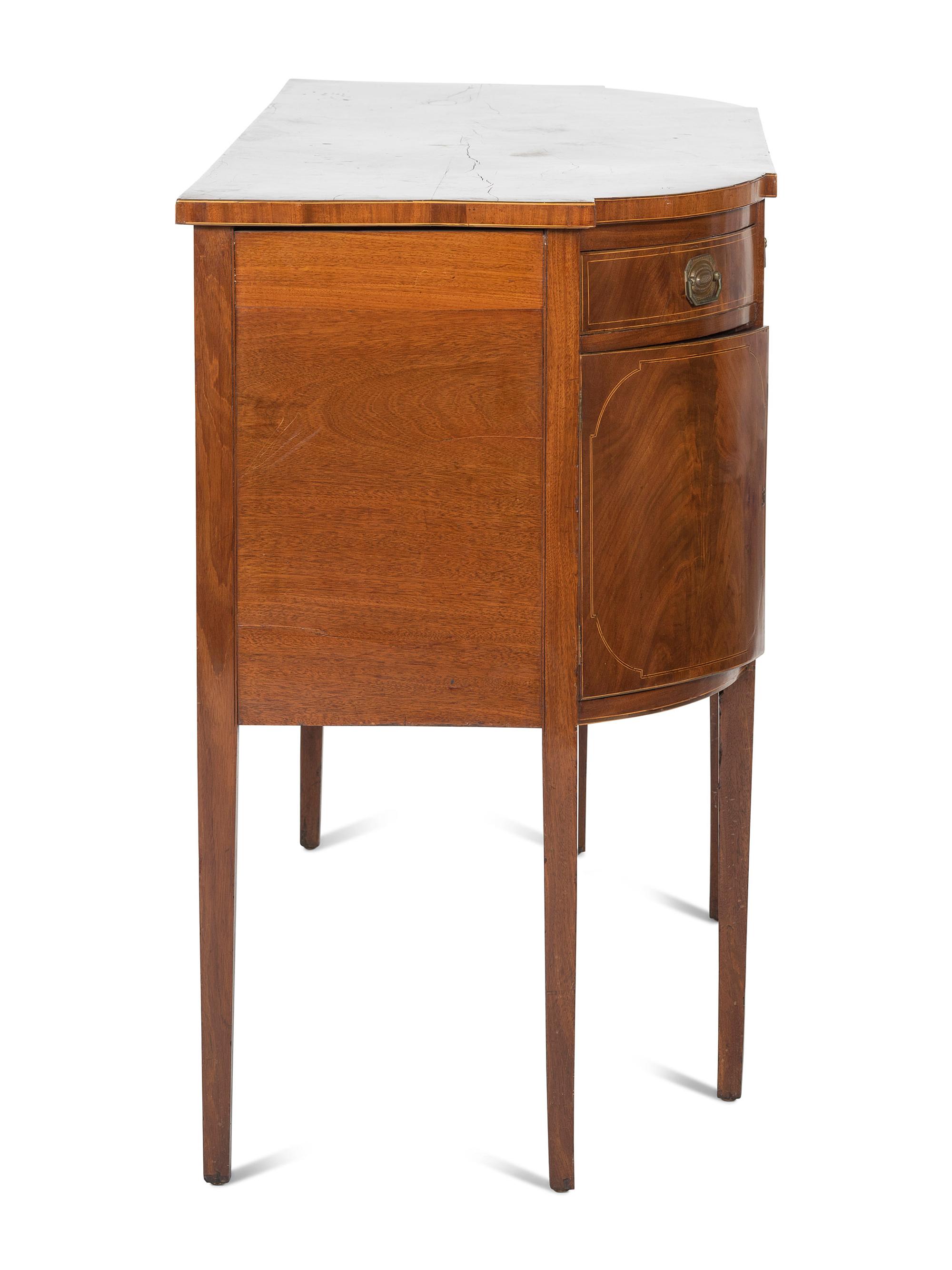 A Federal Figured Walnut and Birch Tambour and Bow-Front Sideboard