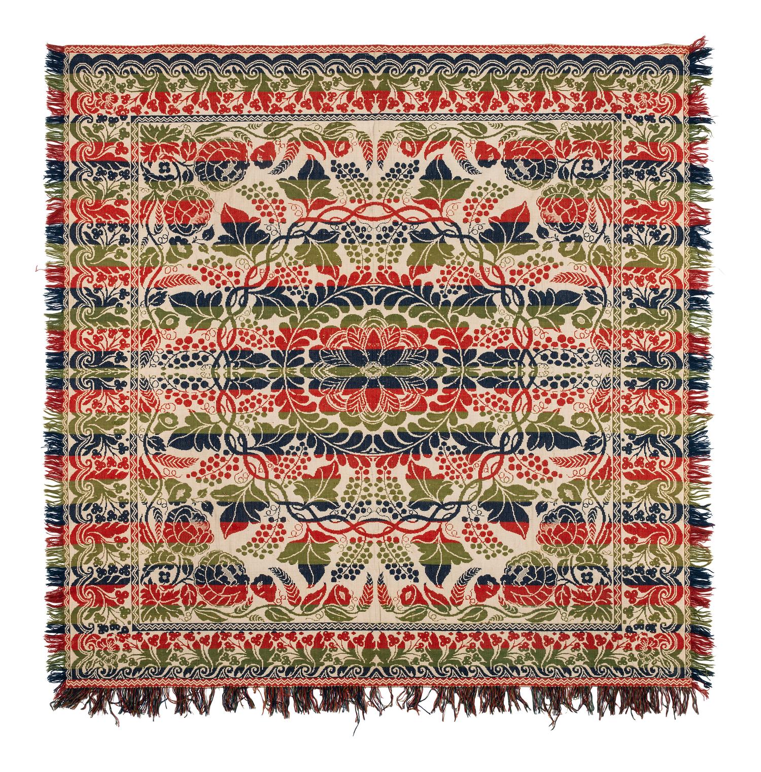 Three Jacquard Woven Coverlets