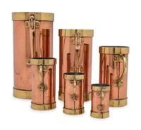 A Set of Six American Copper and Brass Liquid Measures
