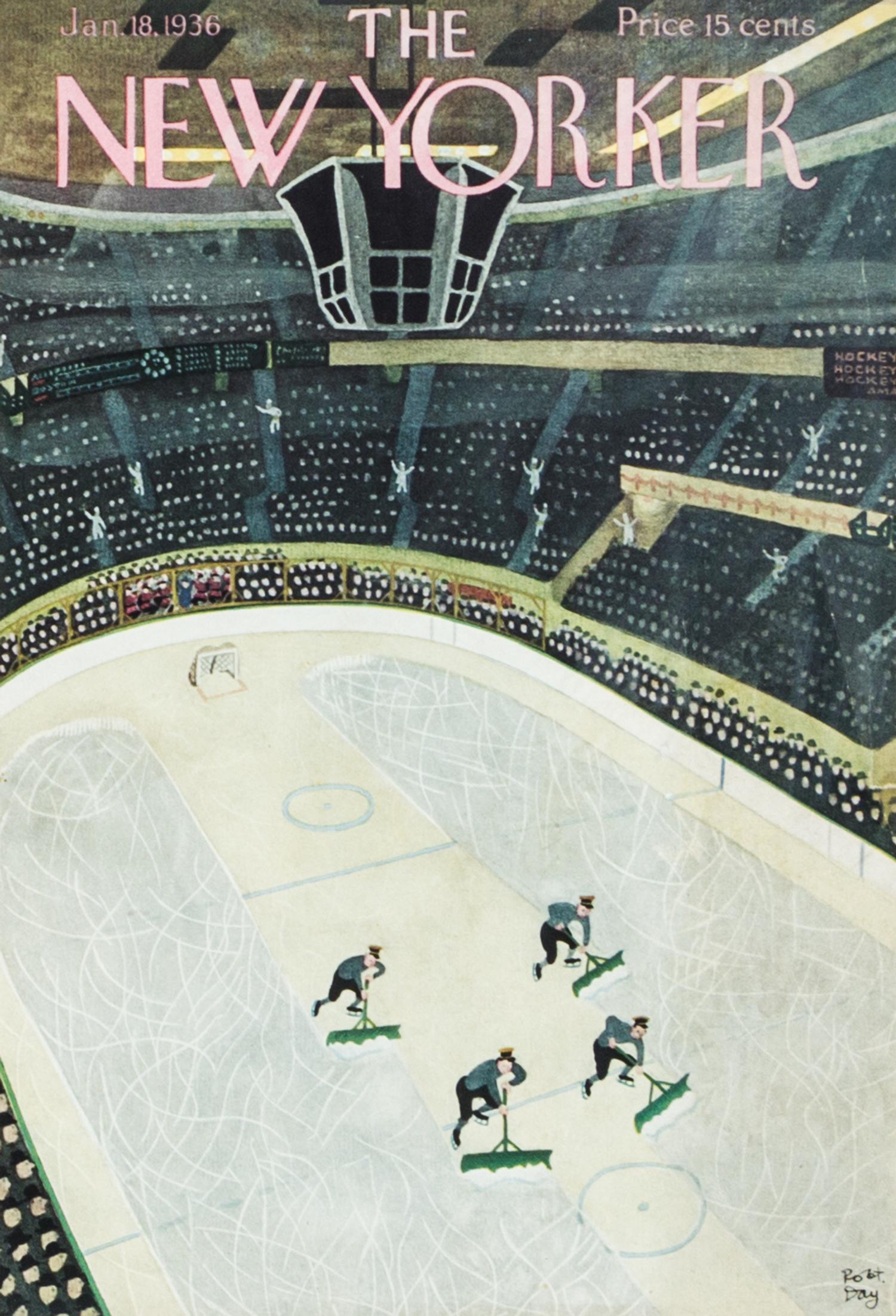 THE NEW YORKER. Five hockey-themed covers of The New Yorker, 1927-2003. Framed.