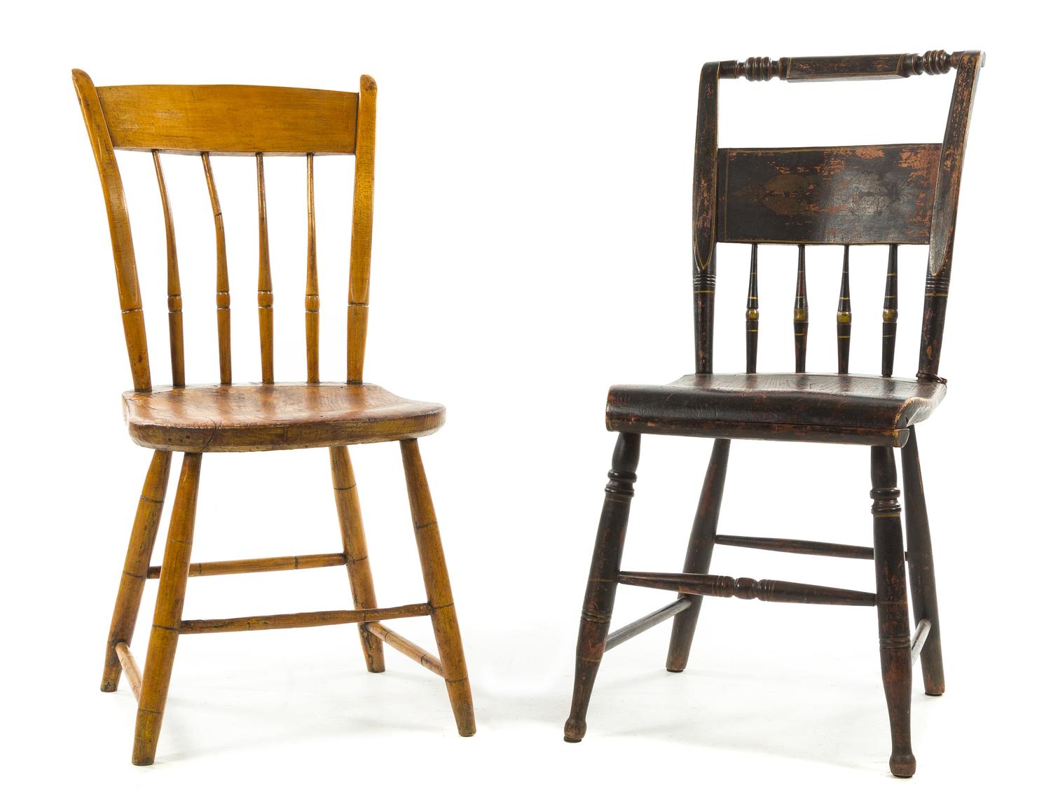 Two Hitchcock Chairs Height of taller 33 1/2 inches. — 19TH CENTURY