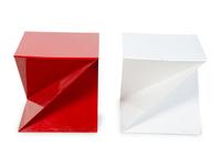 A Pair of Italian Painted Origami Cube Side Tables