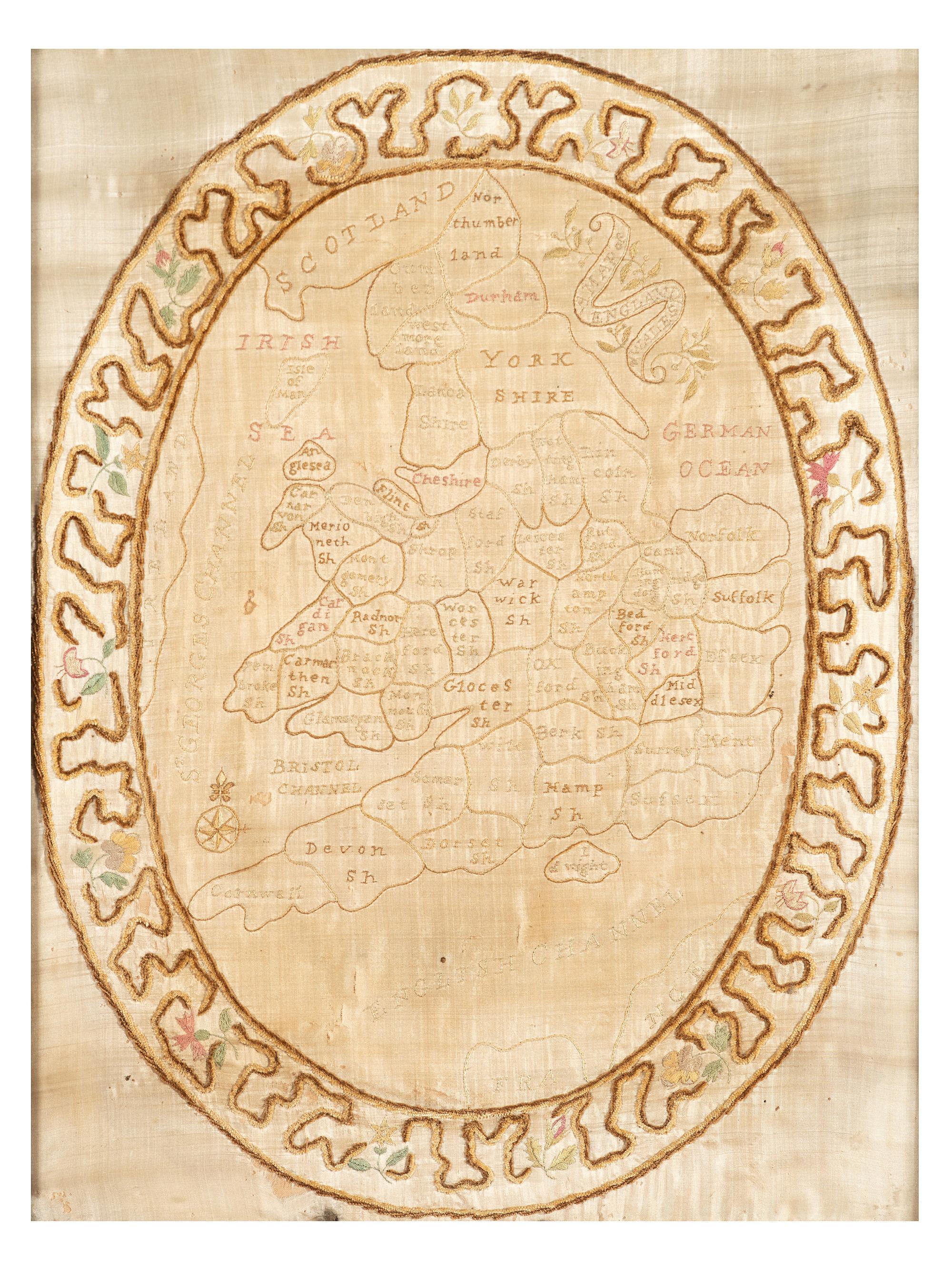 An English Needlework Map of England