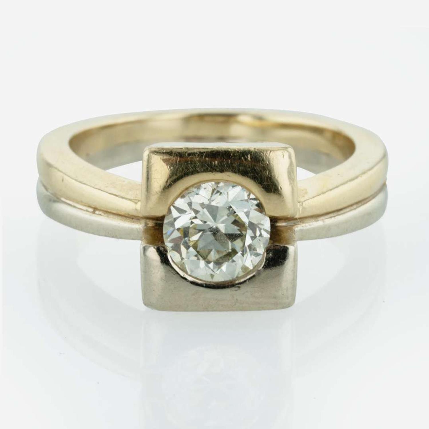 A 14K Two-Tone Diamond Ring