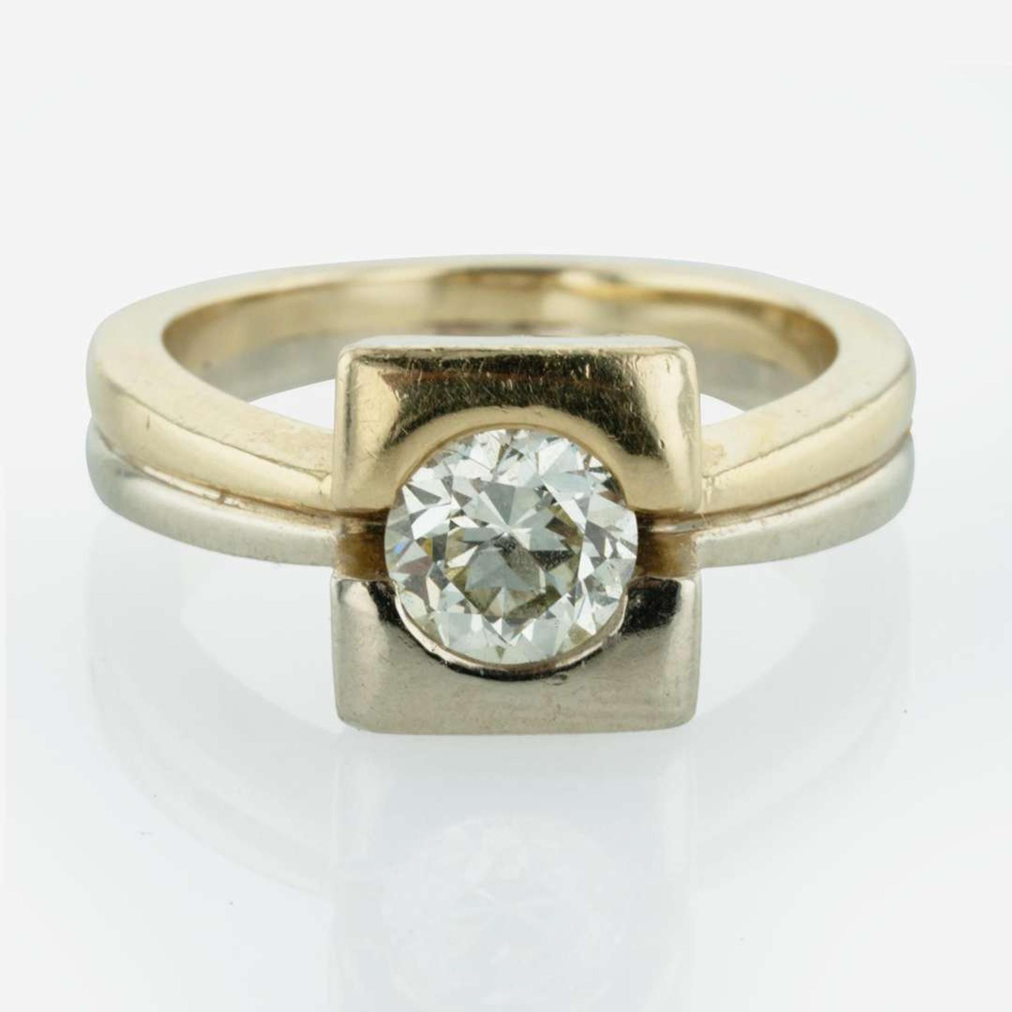 A 14K Two-Tone Diamond Ring