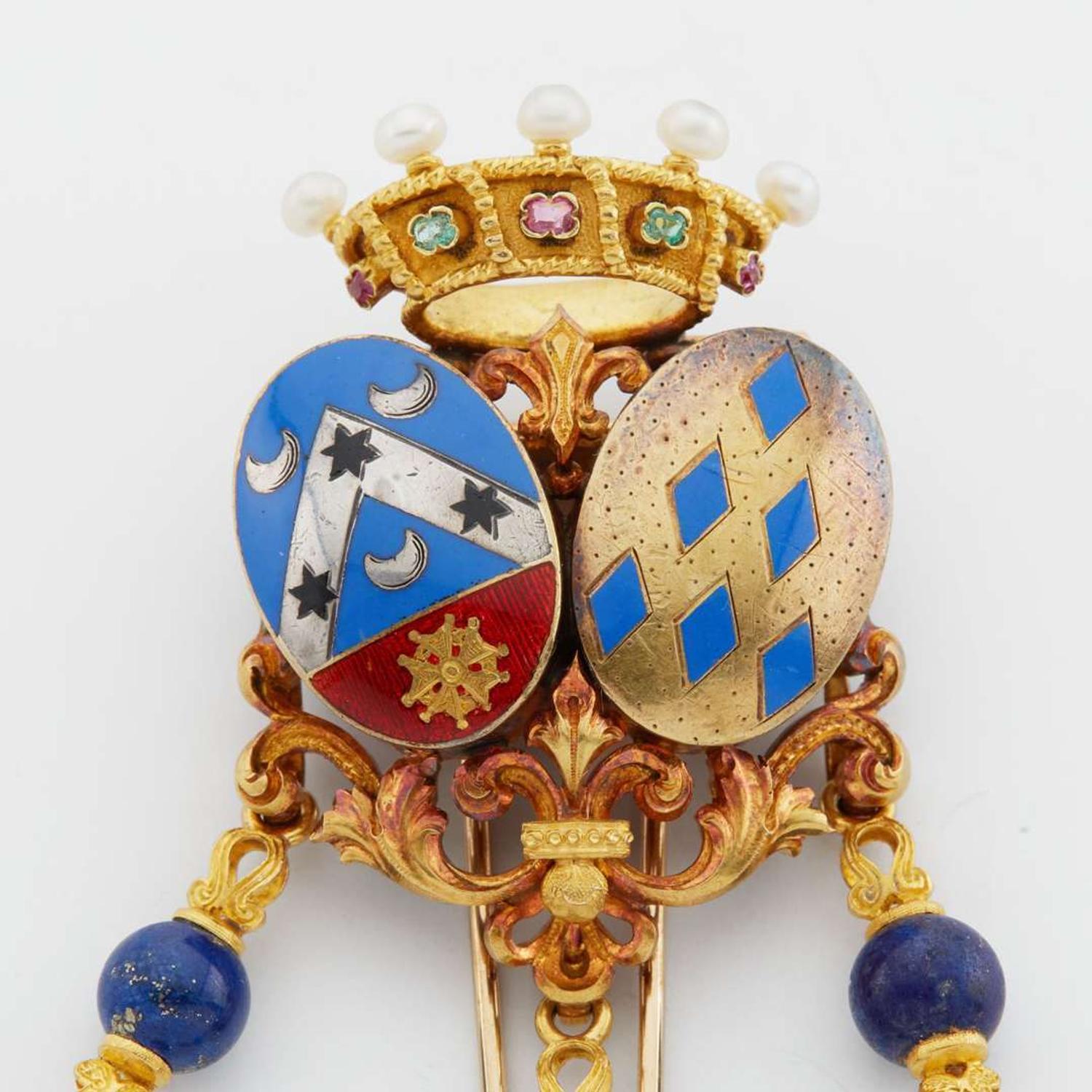 A gold and lapis, pocket watch and chatelaine, Asprey, London