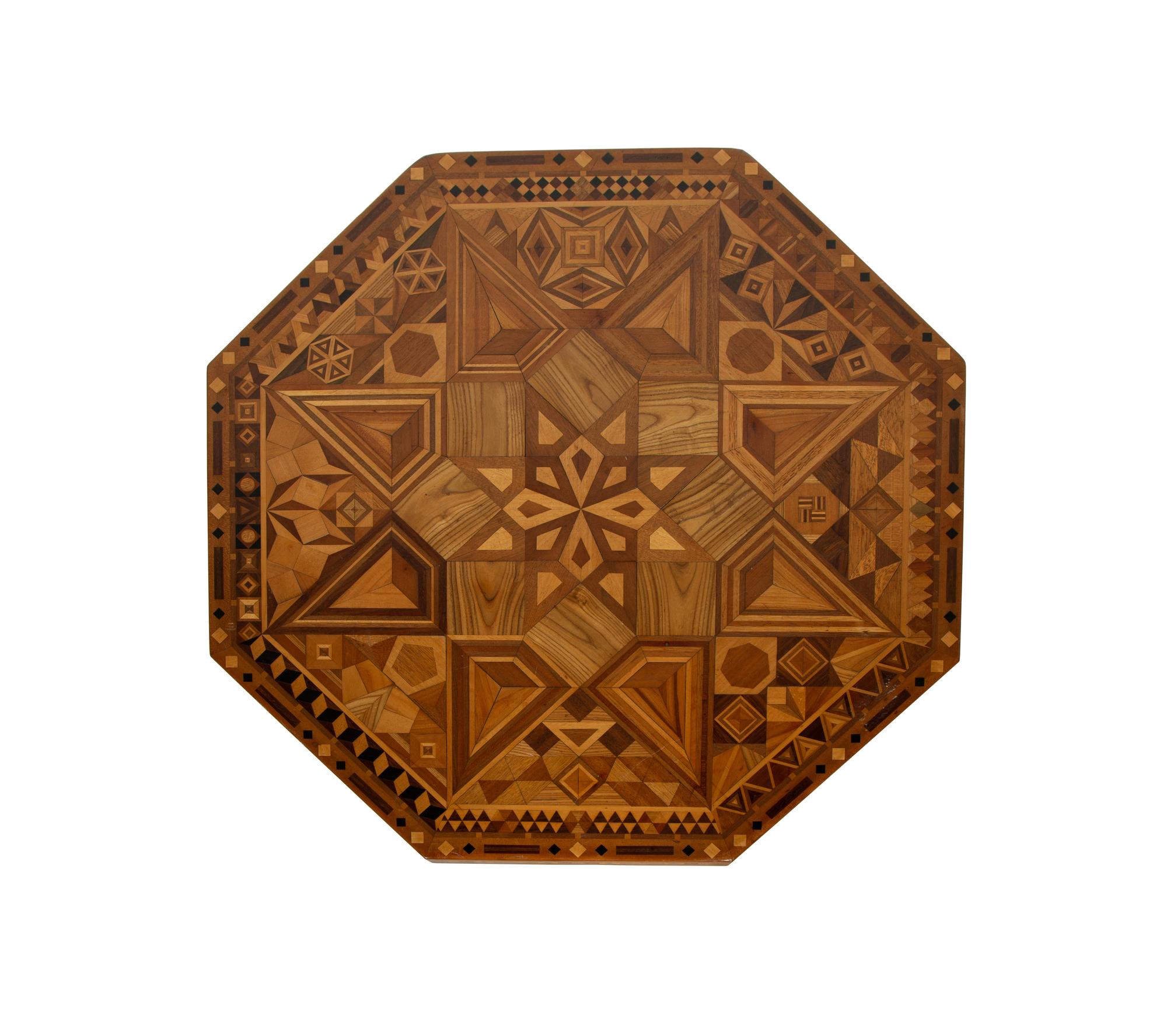 A Parquetry Decorated Various Woods Flip-Top Table