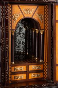 A Large Renaissance Style Semiprecious Stone Inlaid and Bronze Mounted Collector's Cabinet