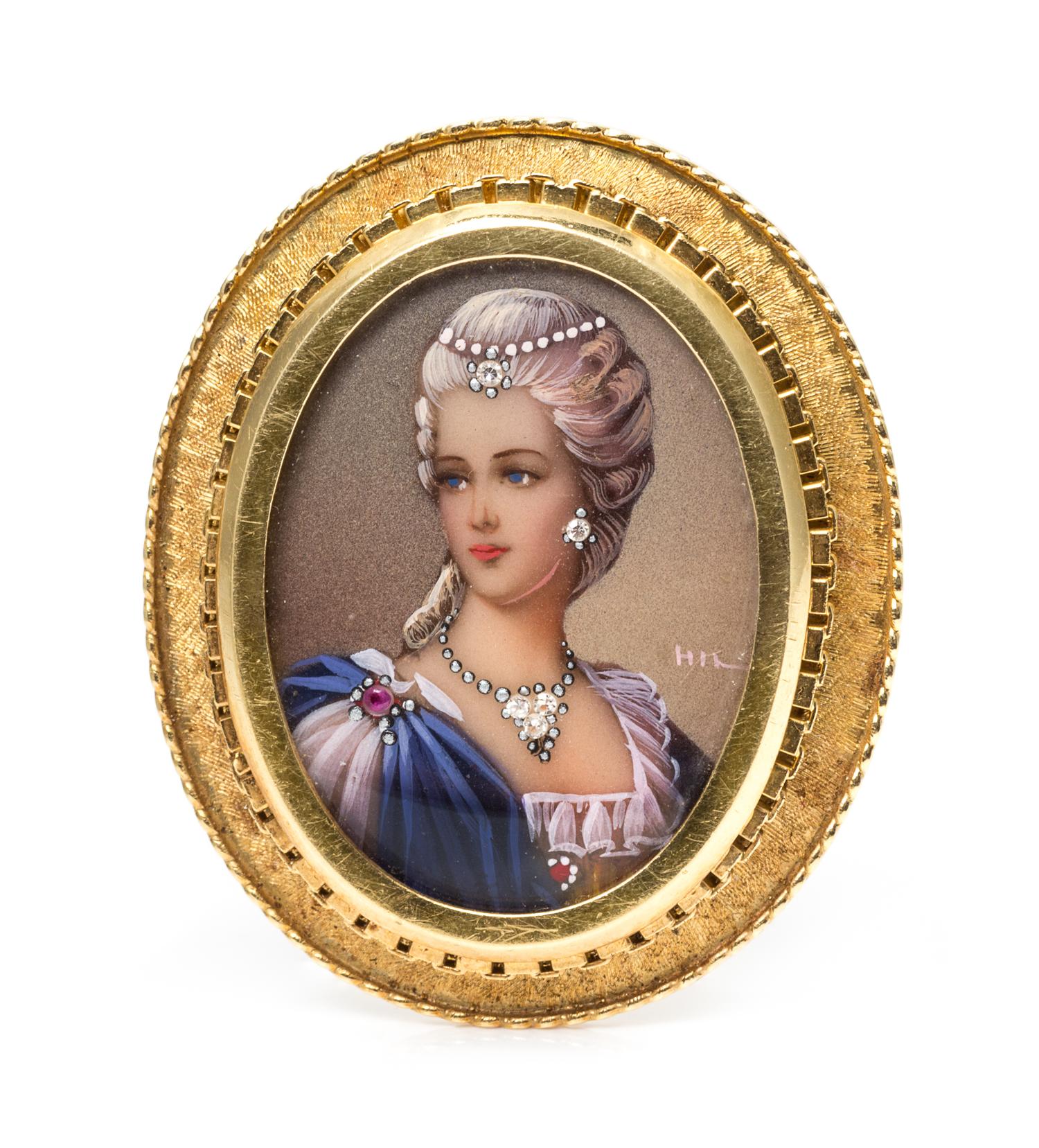 An 18 Karat Gold and Portrait Miniature Pendant/Brooch, 9.20 dwts.