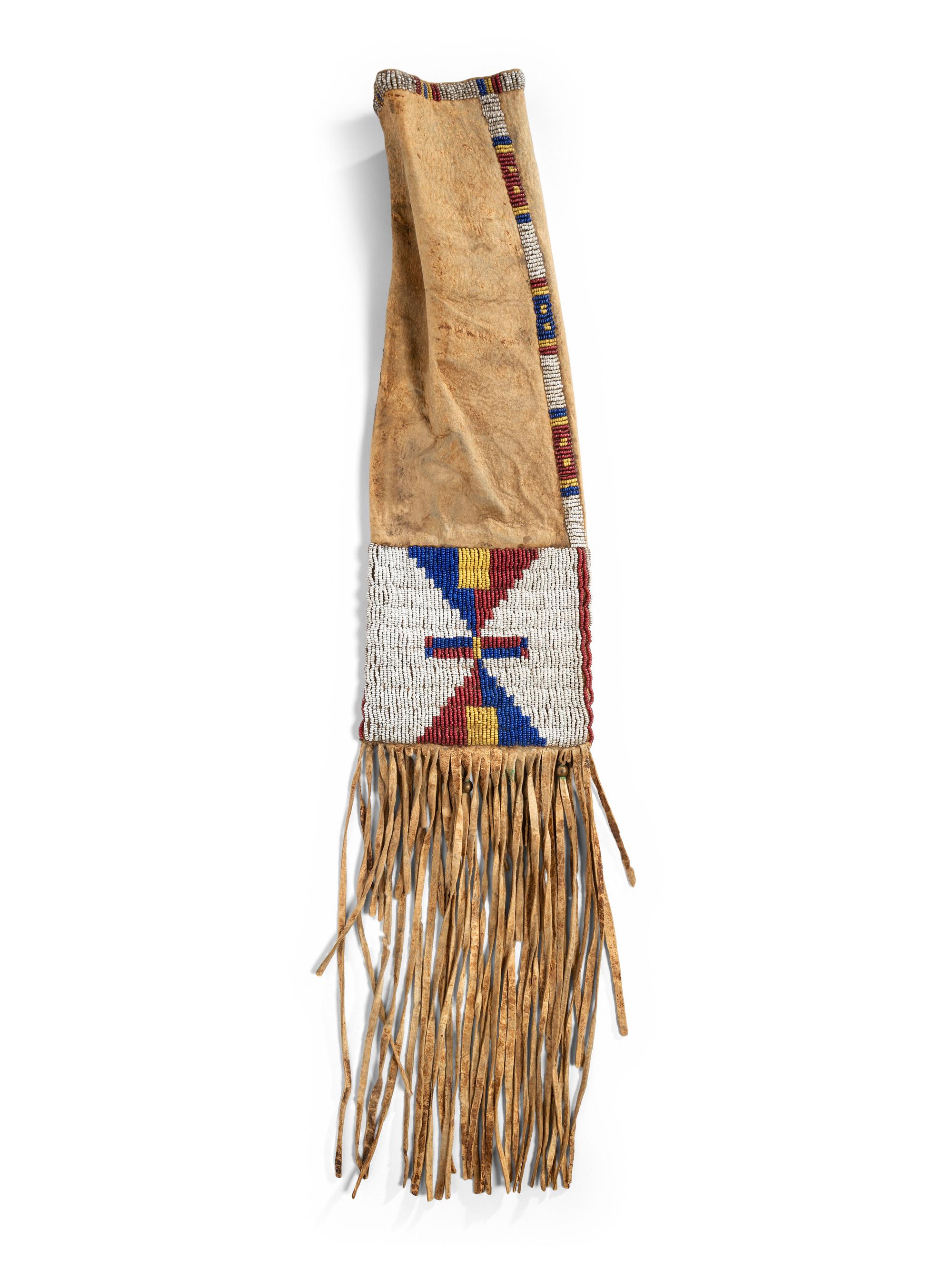 Northern Plains Beaded Buffalo Hide Tobacco Bag