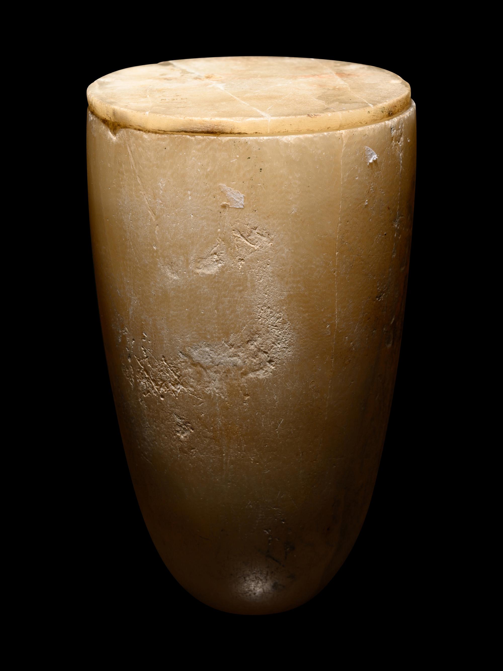 An Egyptian Alabaster Lidded Jar