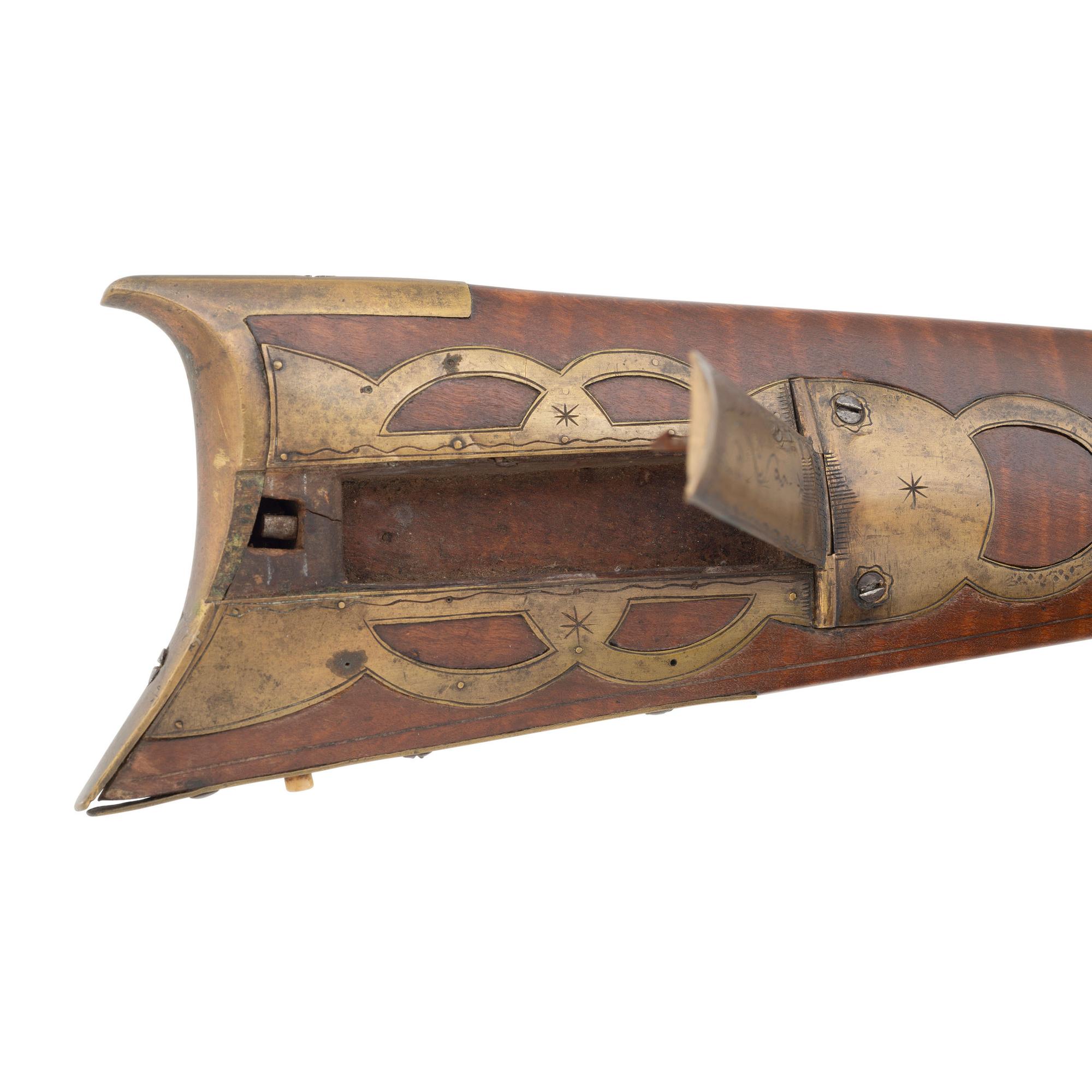 Full Stock Percussion Long Rifle with Four Piece Patchbox by William Lloyd with MM Maslin Lock