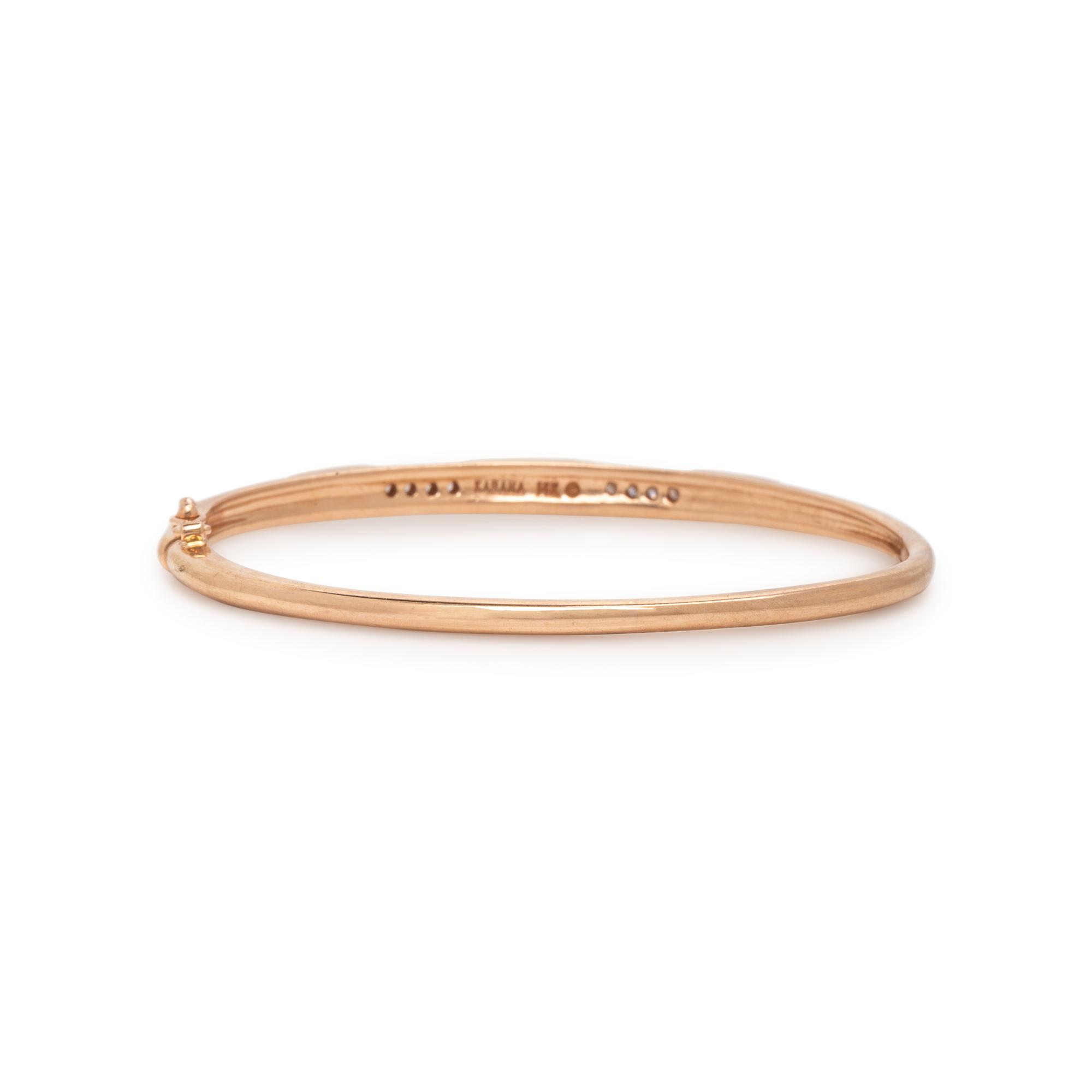 Kabana, Two Mother-of-Pearl, Diamond, and Rose Gold Bangle Bracelets