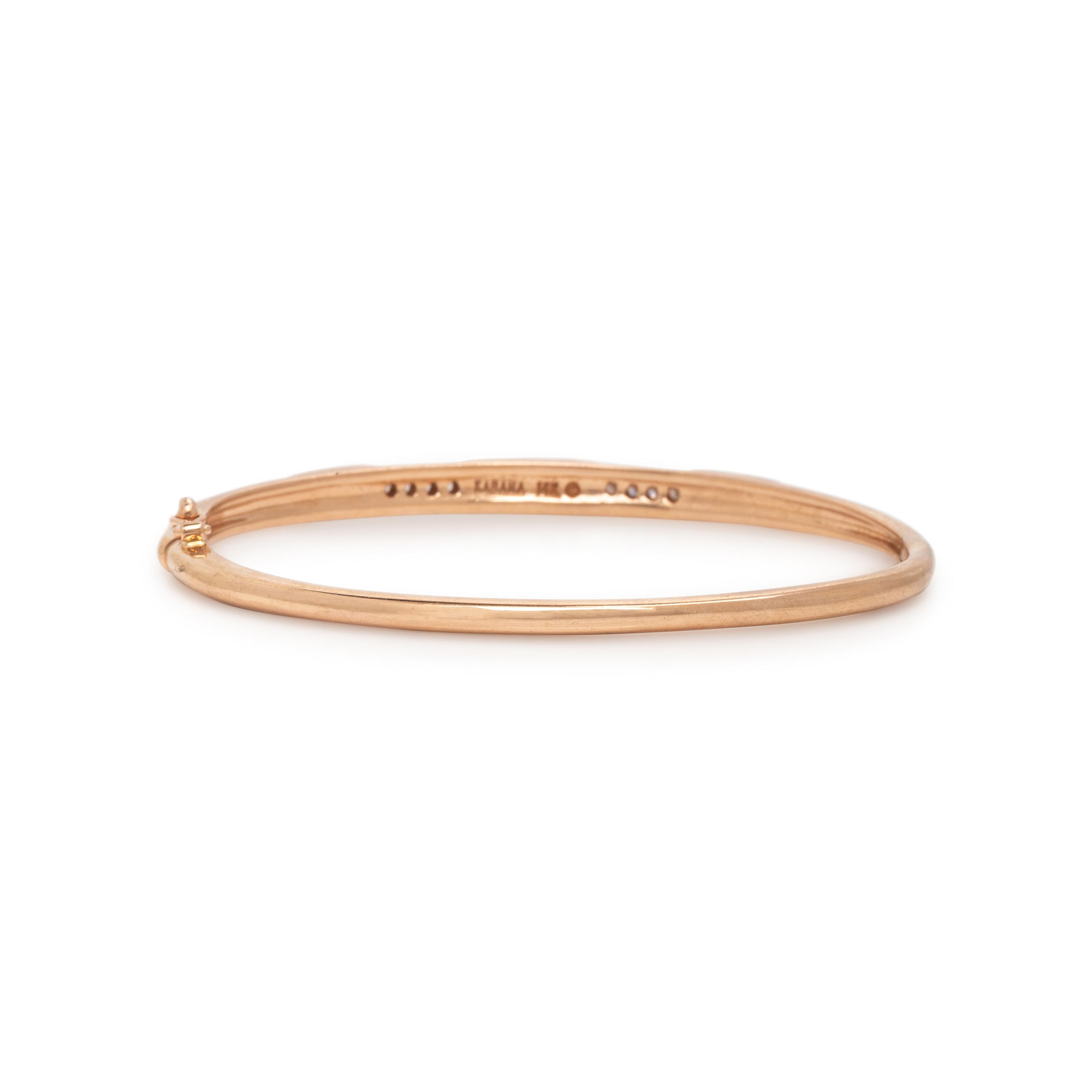 Kabana, Two Mother-of-Pearl, Diamond, and Rose Gold Bangle Bracelets