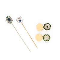 Multigem Stick Pins and Cufflinks