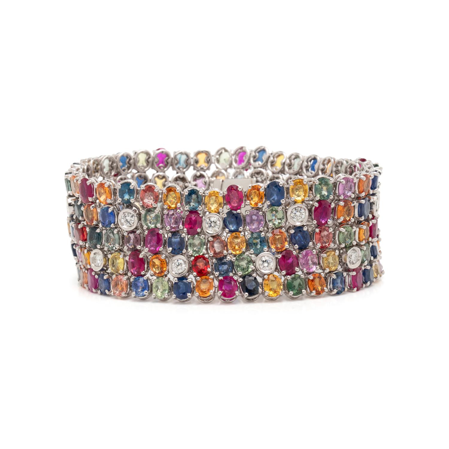LA CAMPANINA, FLEXIBLE MULTIGEM AND DIAMOND BRACELET