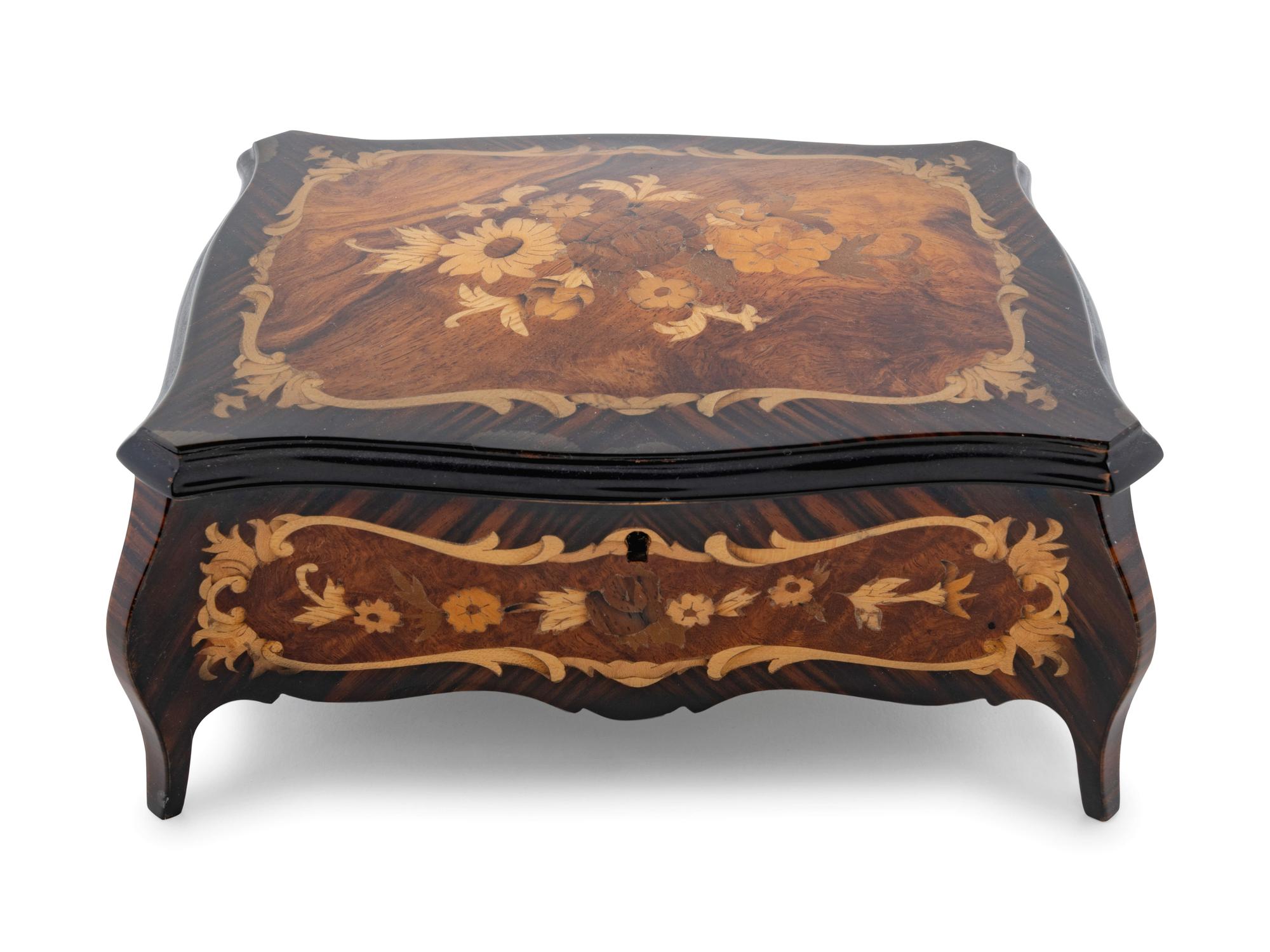 A Reuge Marquetry Decorated Music Box