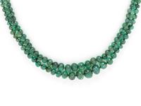 ART DECO, EMERALD AND DIAMOND BEAD NECKACE