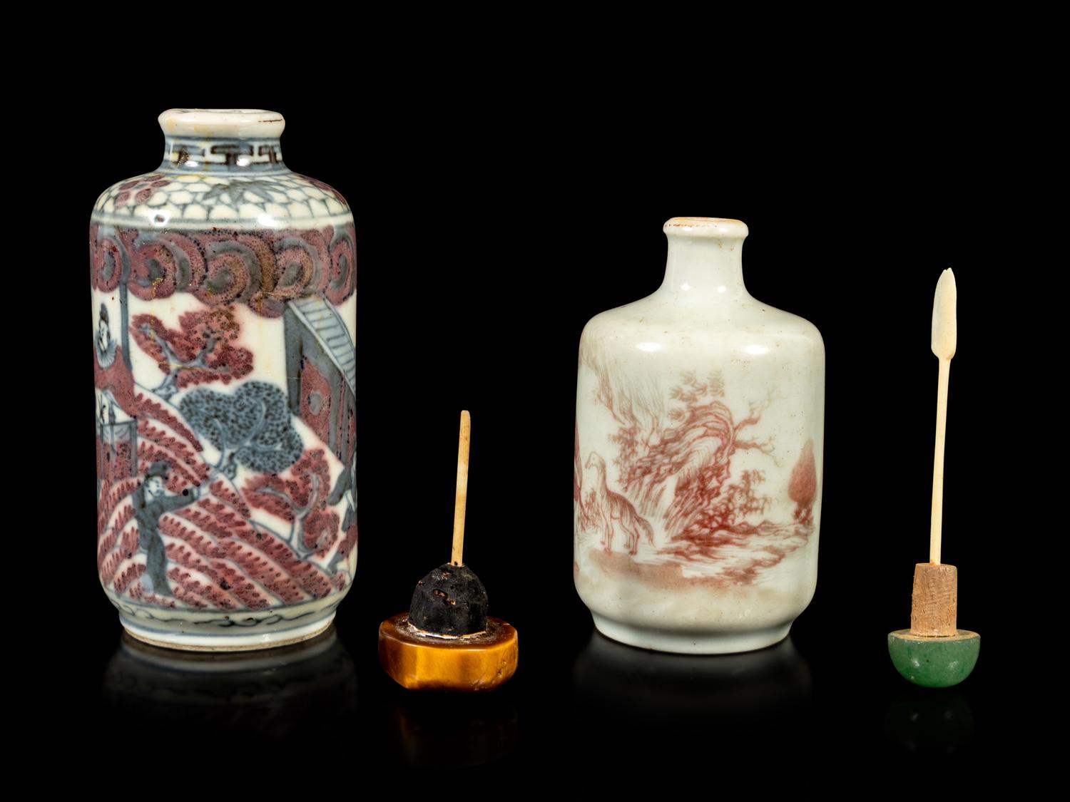 Two Copper Red Porcelain Snuff Bottles