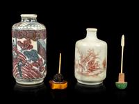 Two Copper Red Porcelain Snuff Bottles