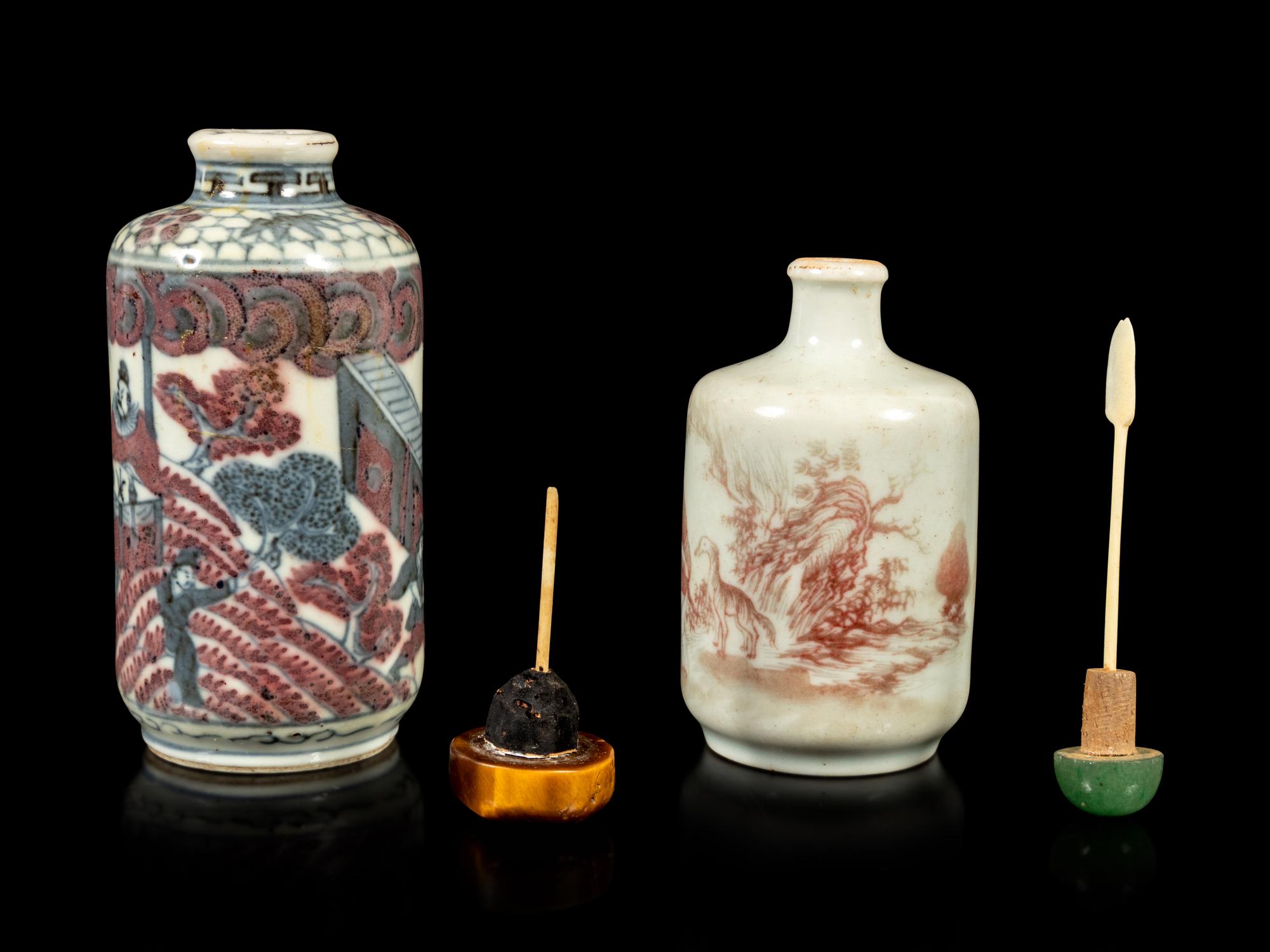 Two Copper Red Porcelain Snuff Bottles
