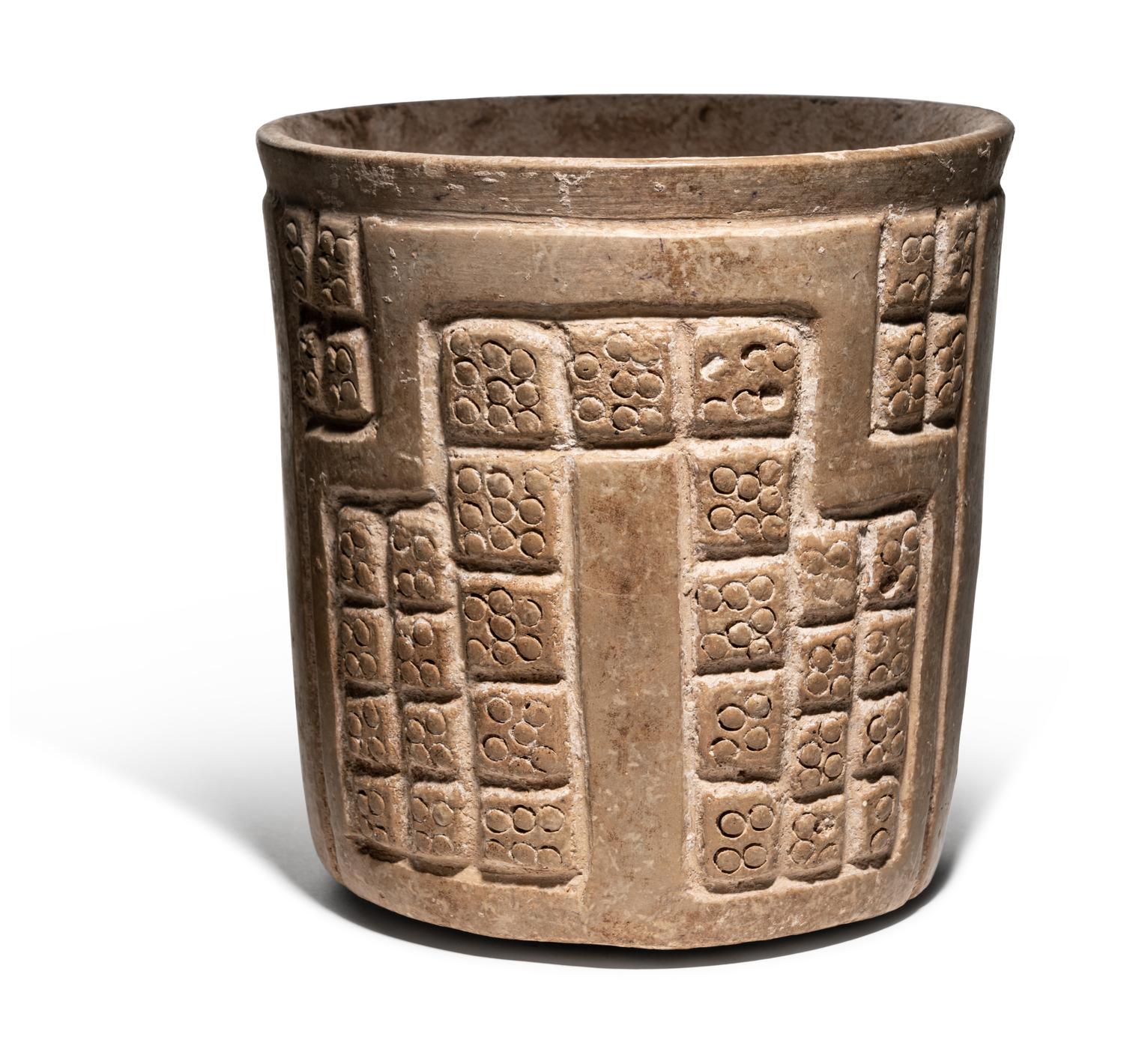 A Maya Creamware Incised Vase
