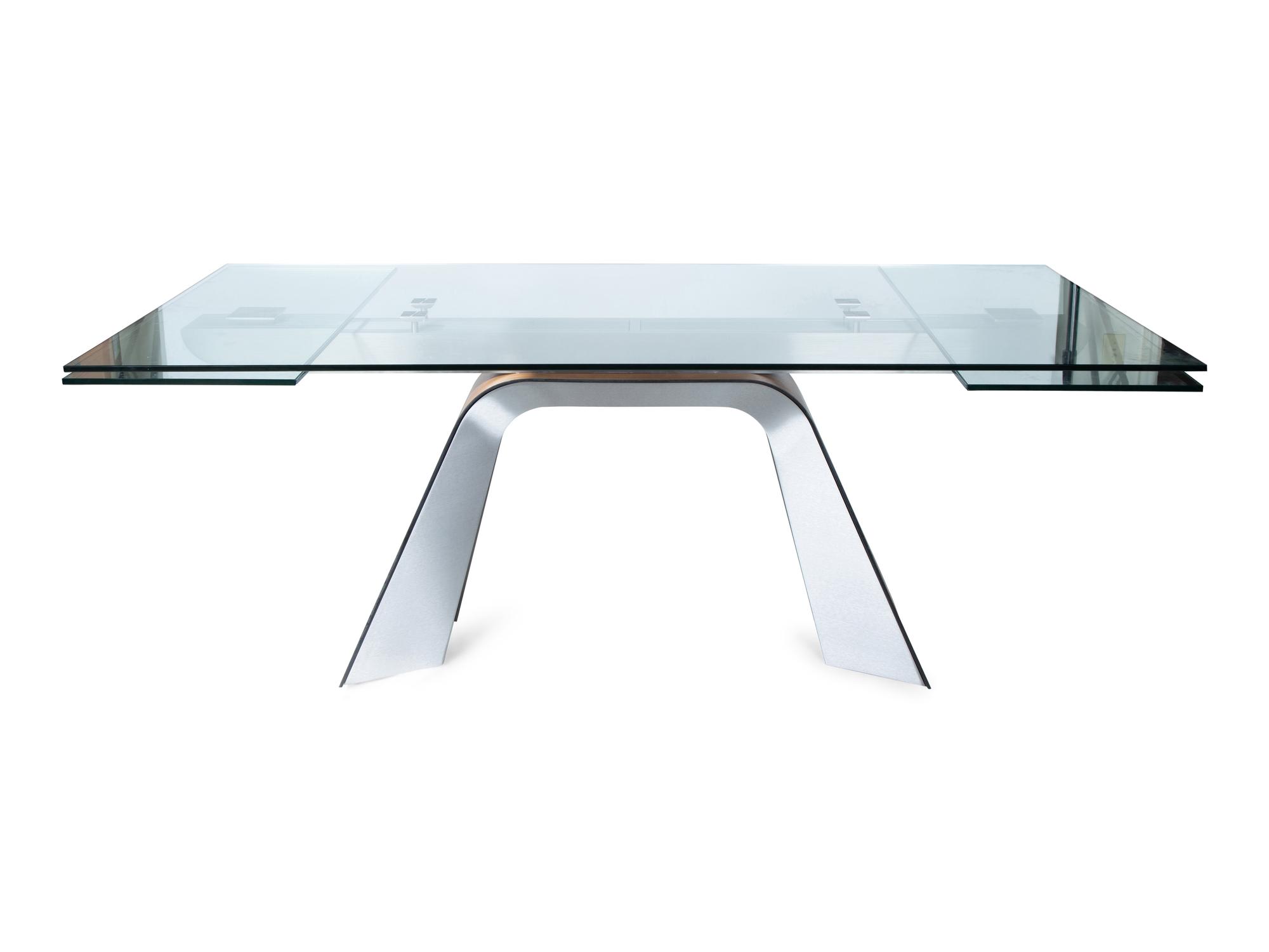 A Contemporary Steel, Wood Veneer and Glass Top Table — 21ST CENTURY