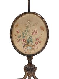 A Pair of George III Painted Pole Screens