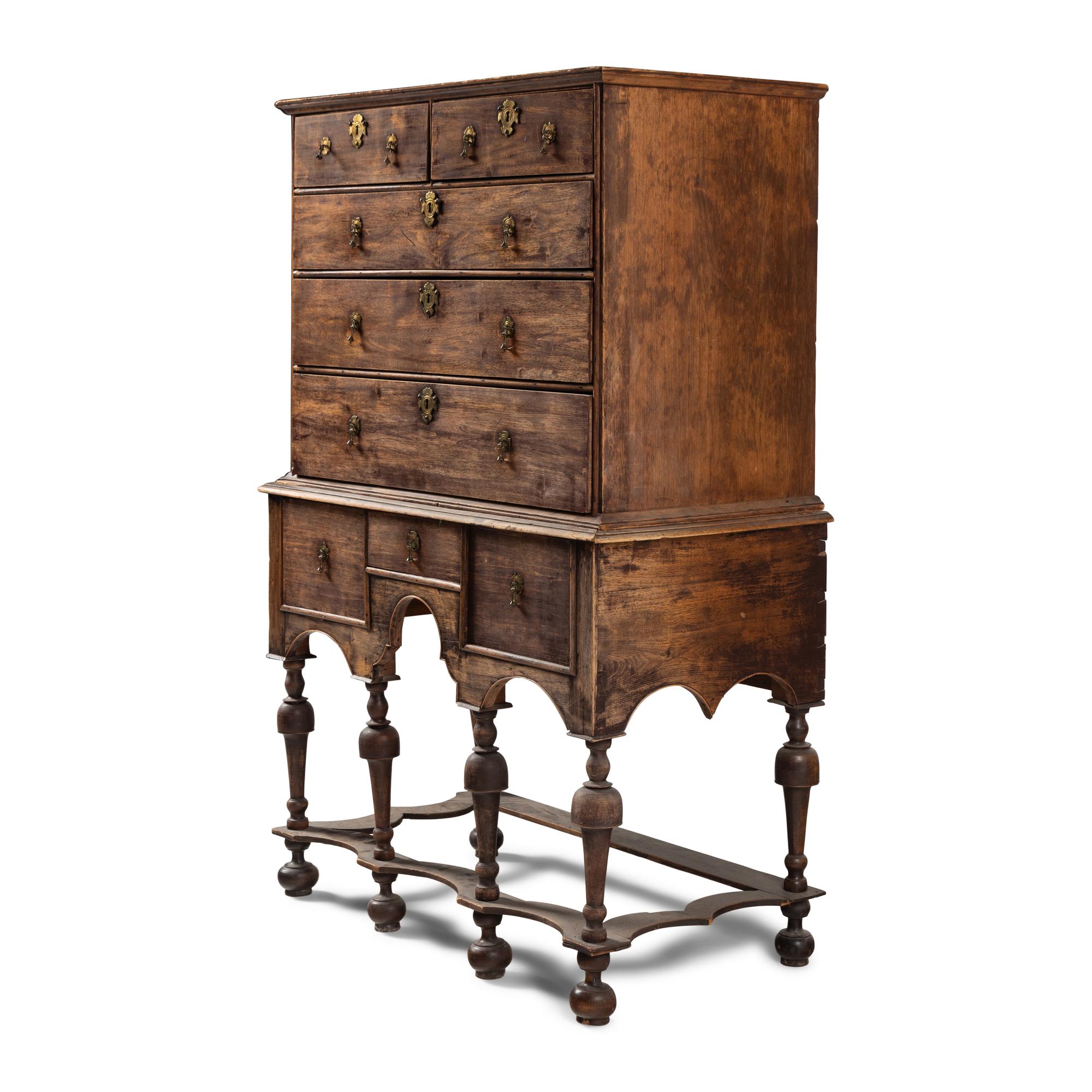 A William and Mary Maple and Pine High Chest of Drawers