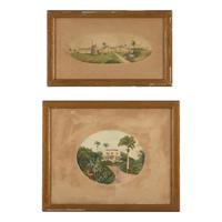 Anglo-Caribbean School, 18th / 19th Century — Two Rare Drawings of Welchman Hall Plantation: The Great House and Sugar Mill, St. Thomas Parish, Barbados