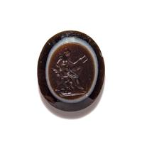 A Roman Banded Agate Ring Stone with the Muse Calliope